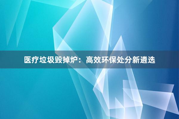 医疗垃圾毁掉炉：高效环保处分新遴选